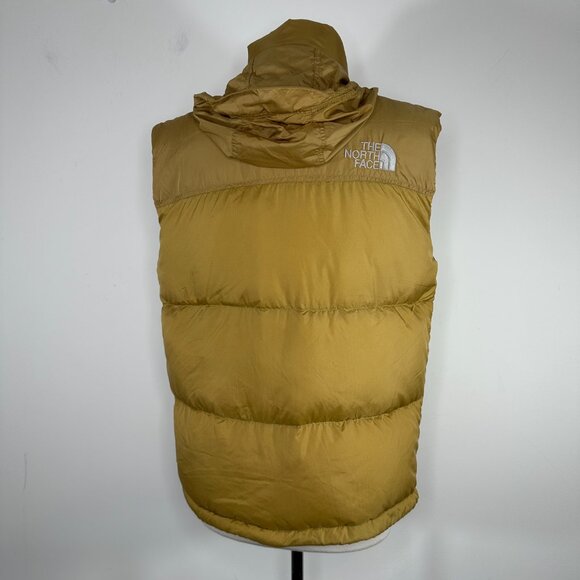 The North Face 700 Men's Sz M Goose Down Gold Yellow Retro Nuptse Puffer Vest - Picture 7 of 13